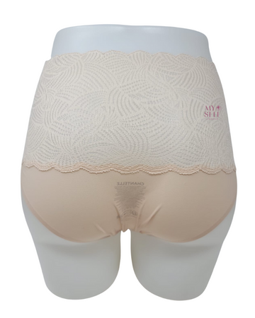 Chantelle 11G8 Nude Soft Stretch Lace High Waist Brief myselflingerie.com